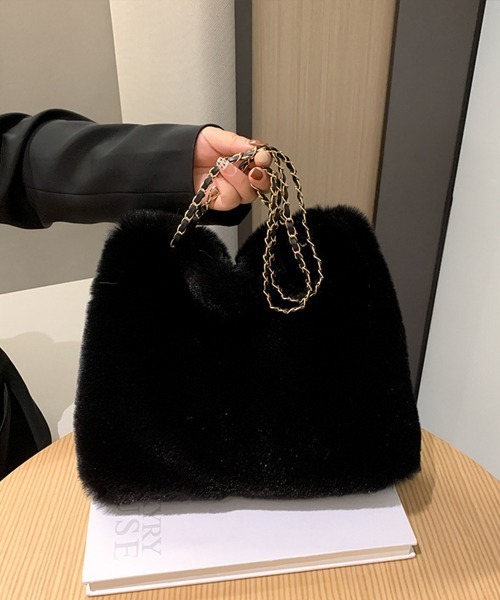 セール】ファーバッグ 大容量 チェーンバッグ韓国（トートバッグ