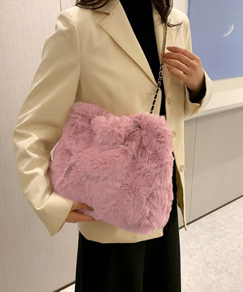 セール】ファーバッグ 大容量 チェーンバッグ韓国（トートバッグ