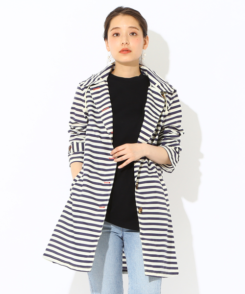 BEAMS LIGHTS Women's(ビームスライツ ウィメンズ)の「BEAMS LIGHTS / ボーダーレインコート(その他アウター・レディース・ネイビー・ONE SIZE)」の3枚目の写真