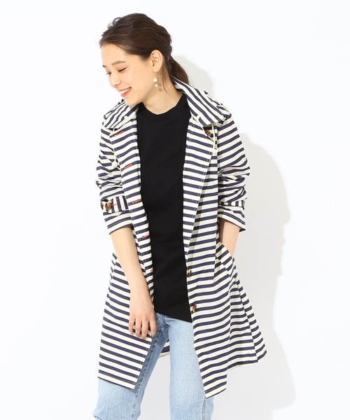 BEAMS LIGHTS Women's(ビームスライツ ウィメンズ)の「BEAMS LIGHTS / ボーダーレインコート(その他アウター・レディース・ネイビー・ONE SIZE)」の2枚目の写真