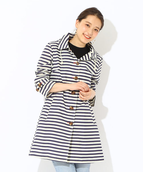BEAMS LIGHTS Women's(ビームスライツ ウィメンズ)の「BEAMS LIGHTS / ボーダーレインコート(その他アウター・レディース・ネイビー・ONE SIZE)」の7枚目の写真