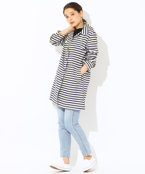 BEAMS LIGHTS Women's(ビームスライツ ウィメンズ)の「BEAMS LIGHTS / ボーダーレインコート(その他アウター・レディース・ネイビー・ONE SIZE)」の6枚目の写真