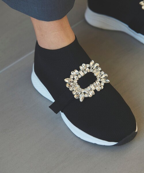 Feroux（フェルゥ）の「ビジュー付きニット スニーカー（スニーカー・レディース・ブラック系/ホワイト系・LARGE/MEDIUM）」の7枚目の写真