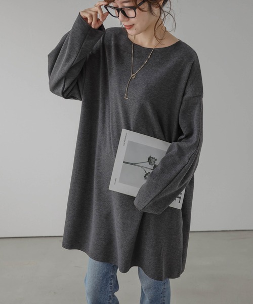 AMELY(エミリー)の「裏起毛チュニック(Tシャツ/カットソー・レディース・ブルー/チャコール/ブラック・フリー)」の3枚目の写真