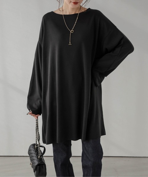 AMELY(エミリー)の「裏起毛チュニック(Tシャツ/カットソー・レディース・ブルー/チャコール/ブラック・フリー)」の2枚目の写真