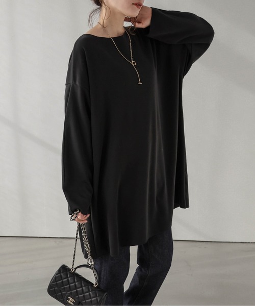AMELY(エミリー)の「裏起毛チュニック(Tシャツ/カットソー・レディース・ブルー/チャコール/ブラック・フリー)」の6枚目の写真