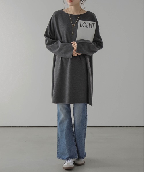 AMELY(エミリー)の「裏起毛チュニック(Tシャツ/カットソー・レディース・ブルー/チャコール/ブラック・フリー)」の8枚目の写真