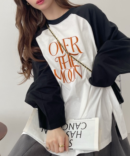 Ada.(エイダ)の「ロゴ 刺繍 ラグラン ビッグ ロンT(Tシャツ/カットソー・レディース・ネイビー/ホワイト/ブルー/アイボリー・FREE)」の3枚目の写真
