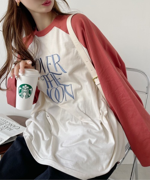 Ada.(エイダ)の「ロゴ 刺繍 ラグラン ビッグ ロンT(Tシャツ/カットソー・レディース・ネイビー/ホワイト/ブルー/アイボリー・FREE)」の17枚目の写真
