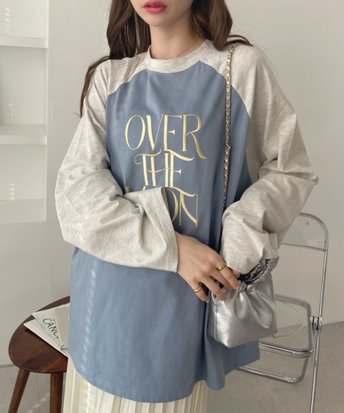 Ada.(エイダ)の「ロゴ 刺繍 ラグラン ビッグ ロンT(Tシャツ/カットソー・レディース・ネイビー/ホワイト/ブルー/アイボリー・FREE)」の16枚目の写真