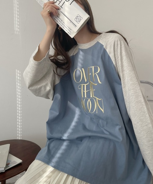 Ada.(エイダ)の「ロゴ 刺繍 ラグラン ビッグ ロンT(Tシャツ/カットソー・レディース・ネイビー/ホワイト/ブルー/アイボリー・FREE)」の15枚目の写真