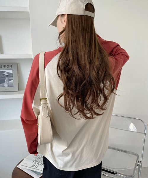 Ada.(エイダ)の「ロゴ 刺繍 ラグラン ビッグ ロンT(Tシャツ/カットソー・レディース・ネイビー/ホワイト/ブルー/アイボリー・FREE)」の22枚目の写真