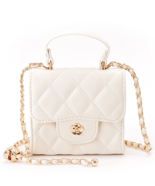 セール】フラワーモチーフ付き 2WAY キルティング スクエア ショルダー