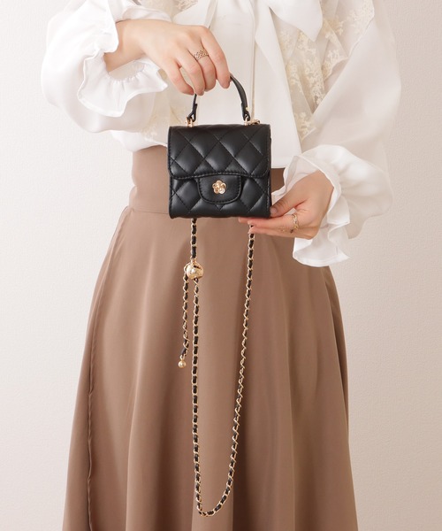 セール】フラワーモチーフ付き 2WAY キルティング スクエア ショルダー