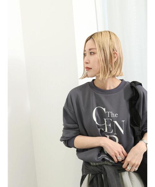 Samansa Mos2 blue（サマンサモスモスブルー）の「裏毛ロゴプリントプルオーバー（Tシャツ/カットソー・レディース・オフホワイト/チャコールグレー/イエロー・F）」の11枚目の写真