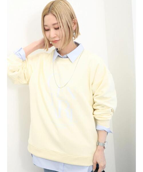 Samansa Mos2 blue（サマンサモスモスブルー）の「裏毛ロゴプリントプルオーバー（Tシャツ/カットソー・レディース・オフホワイト/チャコールグレー/イエロー・F）」の15枚目の写真