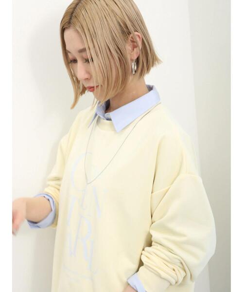 Samansa Mos2 blue（サマンサモスモスブルー）の「裏毛ロゴプリントプルオーバー（Tシャツ/カットソー・レディース・オフホワイト/チャコールグレー/イエロー・F）」の17枚目の写真