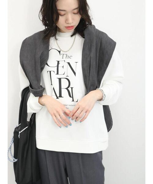 Samansa Mos2 blue（サマンサモスモスブルー）の「裏毛ロゴプリントプルオーバー（Tシャツ/カットソー・レディース・オフホワイト/チャコールグレー/イエロー・F）」の20枚目の写真