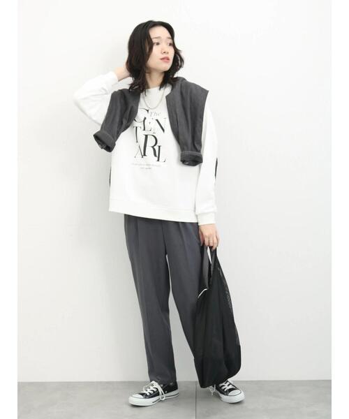 Samansa Mos2 blue（サマンサモスモスブルー）の「裏毛ロゴプリントプルオーバー（Tシャツ/カットソー・レディース・オフホワイト/チャコールグレー/イエロー・F）」の21枚目の写真