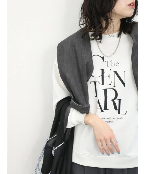 Samansa Mos2 blue（サマンサモスモスブルー）の「裏毛ロゴプリントプルオーバー（Tシャツ/カットソー・レディース・オフホワイト/チャコールグレー/イエロー・F）」の22枚目の写真