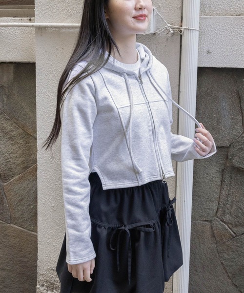ALAND（エーランド）の「3.3 Field Trip／ステッチラインZIP  2108824（スウェット・レディース・ライトグレー/ネイビー/チャコール・FREE）」の2枚目の写真