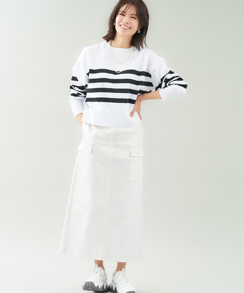 abahouse mavie（アバハウスマヴィ）の「スポンジングボーダー2WAYプルオーバー（カーディガン/ボレロ・レディース・ネイビー/ホワイト・フリー）」の3枚目の写真