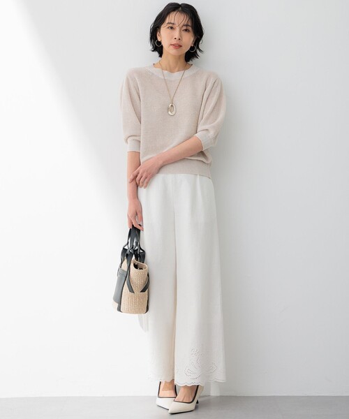 23区 S(ニジュウサンクチイサイサイズ)の「【洗える】ピュアリネン パフスリーブ ニット(ニット/セーター・レディース・ブラウン系5/アイボリー系/オレンジ系5/ベージュ系5・32)」の9枚目の写真