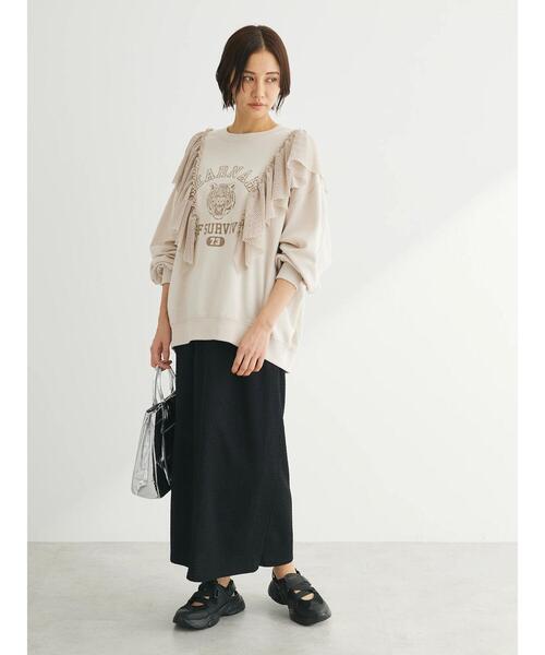 Green　Parks（グリーンパークス）の「カットJQIラインスカート（スカート・レディース・アイボリー/ブラック/グリーン・FREE）」の8枚目の写真