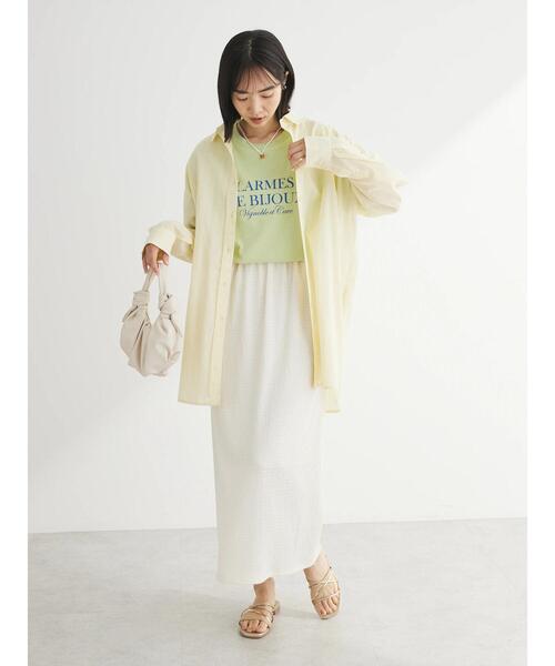 Green　Parks（グリーンパークス）の「カットJQIラインスカート（スカート・レディース・アイボリー/ブラック/グリーン・FREE）」の5枚目の写真