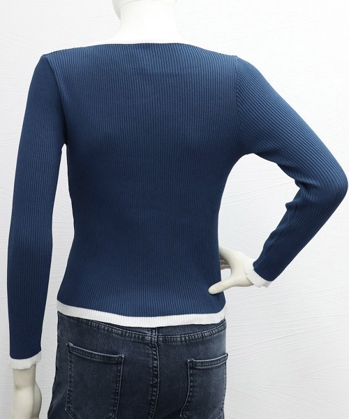 Miniministore(ミニミニストア)の「ダブルジップ 長袖ニットカーディガン(ニット/セーター・レディース・ベージュ/グレー/オフホワイト/ブラック/ネイビー・FREE)」の13枚目の写真