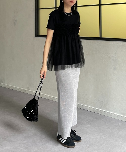 Thevon(ゼボン)の「フリルチュールドッキング半袖プルオーバー(Tシャツ/カットソー・レディース・ベージュ/ブラック/ライトグレー/オフホワイト・FREE)」の16枚目の写真
