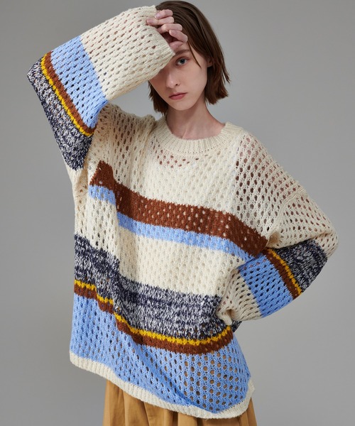 2024 アパルトモン　Mesh Knit メッシュニット MULTI BORDER MESH KNIT / マルチボーダーメッシュニット