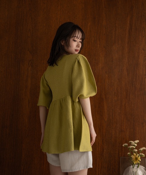 mideal マイディール ペプラムスパンコールニット last 2点】peplum sequins knit / ペプラムスパンコールニット