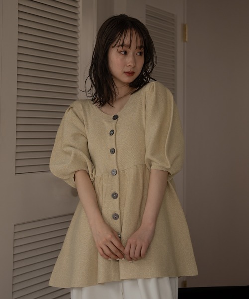 mideal（マイディール）の「glitter peplum knit / グリッター