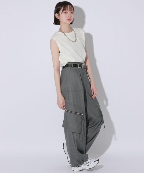 Anui（アニュイ）の「【UNISEX/2サイズ展開】クリアピケカーゴスラックス（スラックス・レディース・グレー/ブラック・SMALL/MEDIUM）」の22枚目の写真