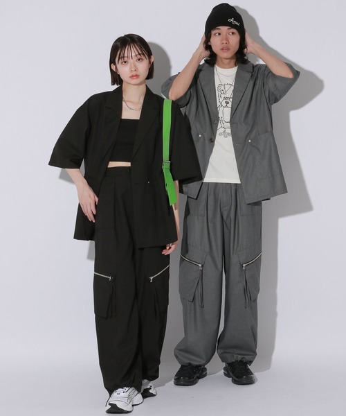Anui（アニュイ）の「【UNISEX/2サイズ展開】クリアピケカーゴスラックス（スラックス・レディース・グレー/ブラック・SMALL/MEDIUM）」の3枚目の写真