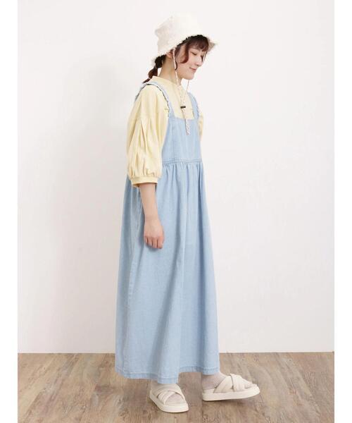 Samansa Mos2(サマンサ モスモス)の「◎肩フリルデニムワンピース(ワンピース・レディース・ブラック/サックスブルー/ブルー・F)」の12枚目の写真