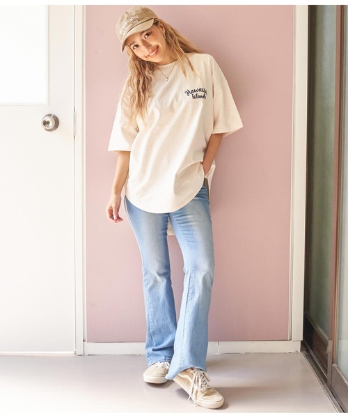 anap mimpi(アナップミンピ)の「HAWAII マップ 刺繍 コットン ビッグ Tシャツ(Tシャツ/カットソー・レディース・アイボリー/ダークグレー・FREE)」の22枚目の写真