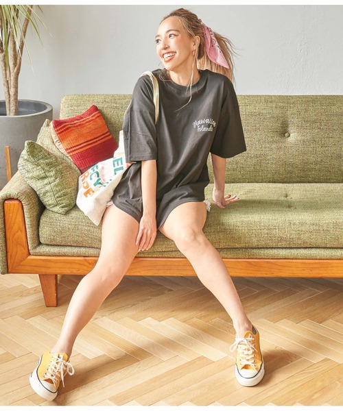 anap mimpi(アナップミンピ)の「HAWAII マップ 刺繍 コットン ビッグ Tシャツ(Tシャツ/カットソー・レディース・アイボリー/ダークグレー・FREE)」の15枚目の写真