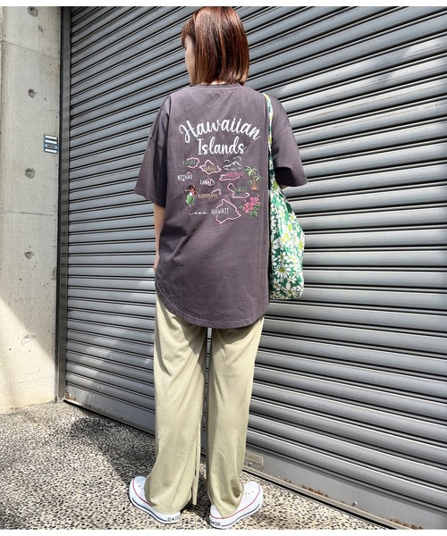 anap mimpi(アナップミンピ)の「HAWAII マップ 刺繍 コットン ビッグ Tシャツ(Tシャツ/カットソー・レディース・アイボリー/ダークグレー・FREE)」の8枚目の写真