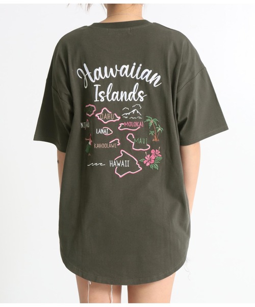 anap mimpi(アナップミンピ)の「HAWAII マップ 刺繍 コットン ビッグ Tシャツ(Tシャツ/カットソー・レディース・アイボリー/ダークグレー・FREE)」の3枚目の写真