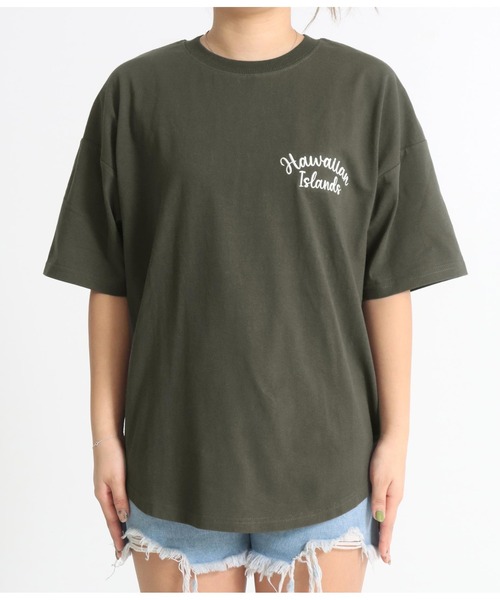 anap mimpi(アナップミンピ)の「HAWAII マップ 刺繍 コットン ビッグ Tシャツ(Tシャツ/カットソー・レディース・アイボリー/ダークグレー・FREE)」の9枚目の写真