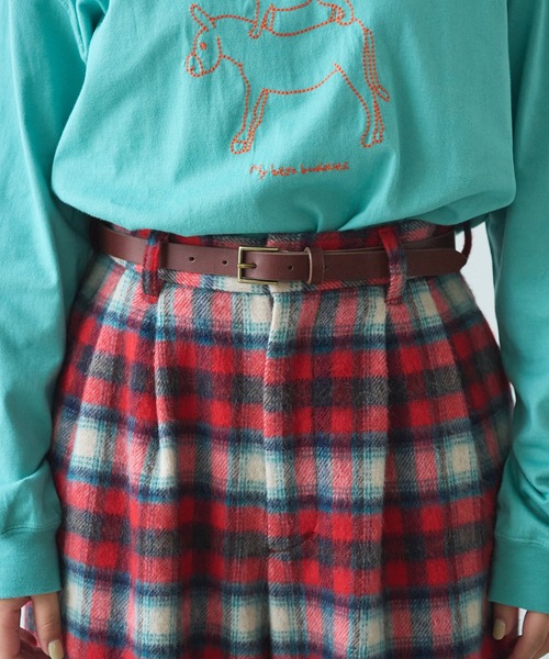 bulle de savon（ビュルデサボン）の「△leather belt（ベルト・レディース・ダークブラウン/ブラック・FREE）」の3枚目の写真