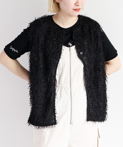 cepo(セポ)の「2WAYフリンジベスト(ベスト・レディース・ベージュ/ブラック/オフホワイト・M)」の3枚目の写真