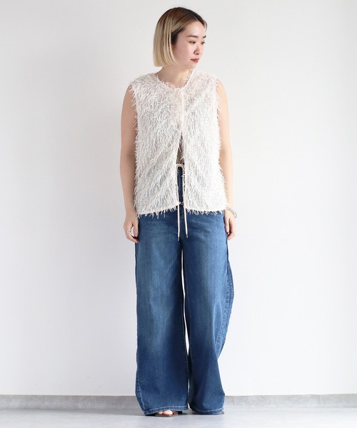 cepo(セポ)の「2WAYフリンジベスト(ベスト・レディース・ベージュ/ブラック/オフホワイト・M)」の11枚目の写真