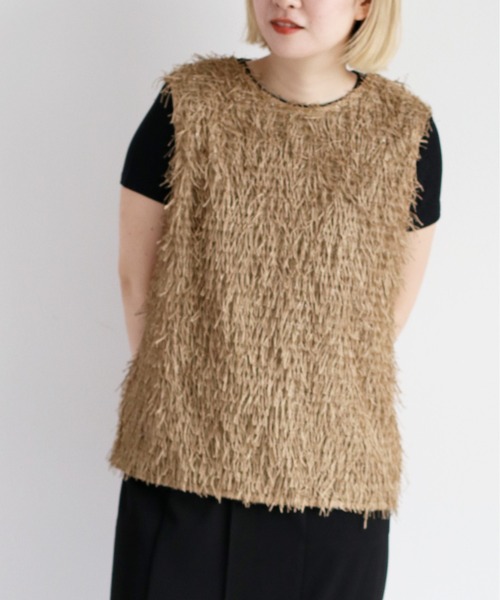 cepo(セポ)の「2WAYフリンジベスト(ベスト・レディース・ベージュ/ブラック/オフホワイト・M)」の9枚目の写真