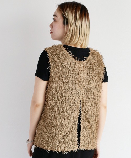 cepo(セポ)の「2WAYフリンジベスト(ベスト・レディース・ベージュ/ブラック/オフホワイト・M)」の6枚目の写真