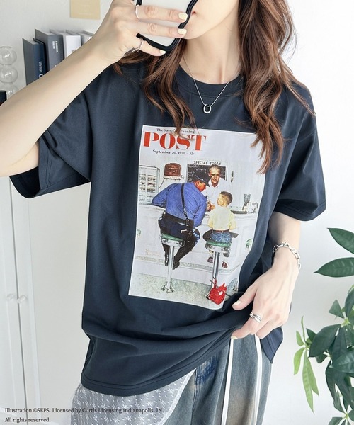 classicalelf（クラシカルエルフ）の「『THE SATURDAY EVENING POST』×クラシカルエルフ 別注グラフィックTシャツ【Runaway】（Tシャツ/カットソー・レディース・ホワイト/チャコール・MEDIUM/SMALL/LARGE/X-LARGE）」の6枚目の写真