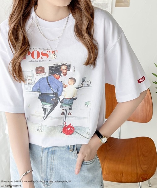classicalelf（クラシカルエルフ）の「『THE SATURDAY EVENING POST』×クラシカルエルフ 別注グラフィックTシャツ【Runaway】（Tシャツ/カットソー・レディース・ホワイト/チャコール・MEDIUM/SMALL/LARGE/X-LARGE）」の5枚目の写真