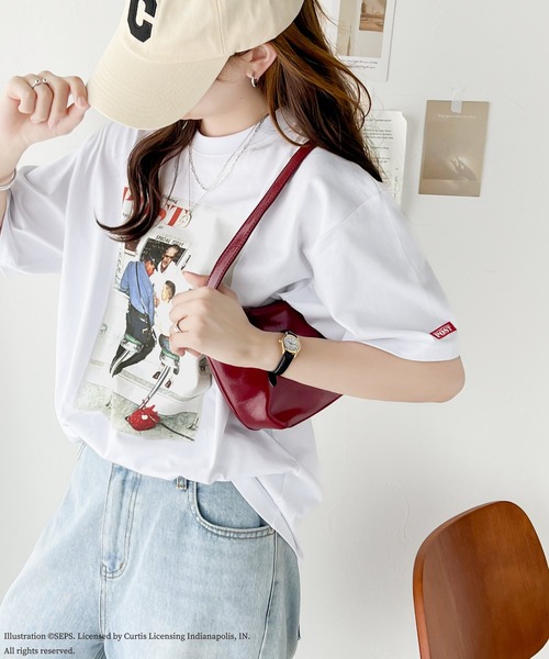 classicalelf（クラシカルエルフ）の「『THE SATURDAY EVENING POST』×クラシカルエルフ 別注グラフィックTシャツ【Runaway】（Tシャツ/カットソー・レディース・ホワイト/チャコール・MEDIUM/SMALL/LARGE/X-LARGE）」の4枚目の写真